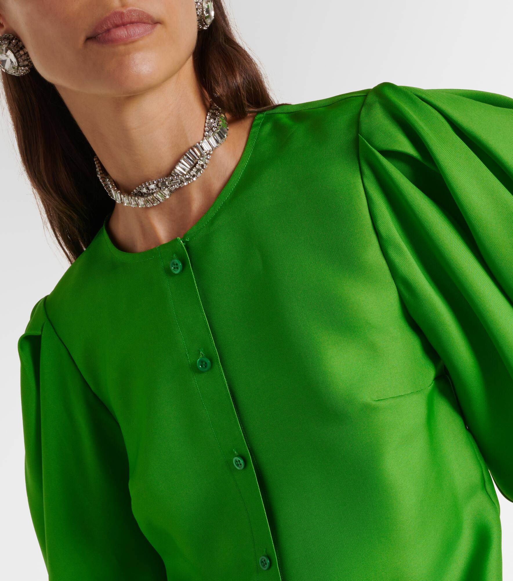 Puff-sleeve silk blouse - 4