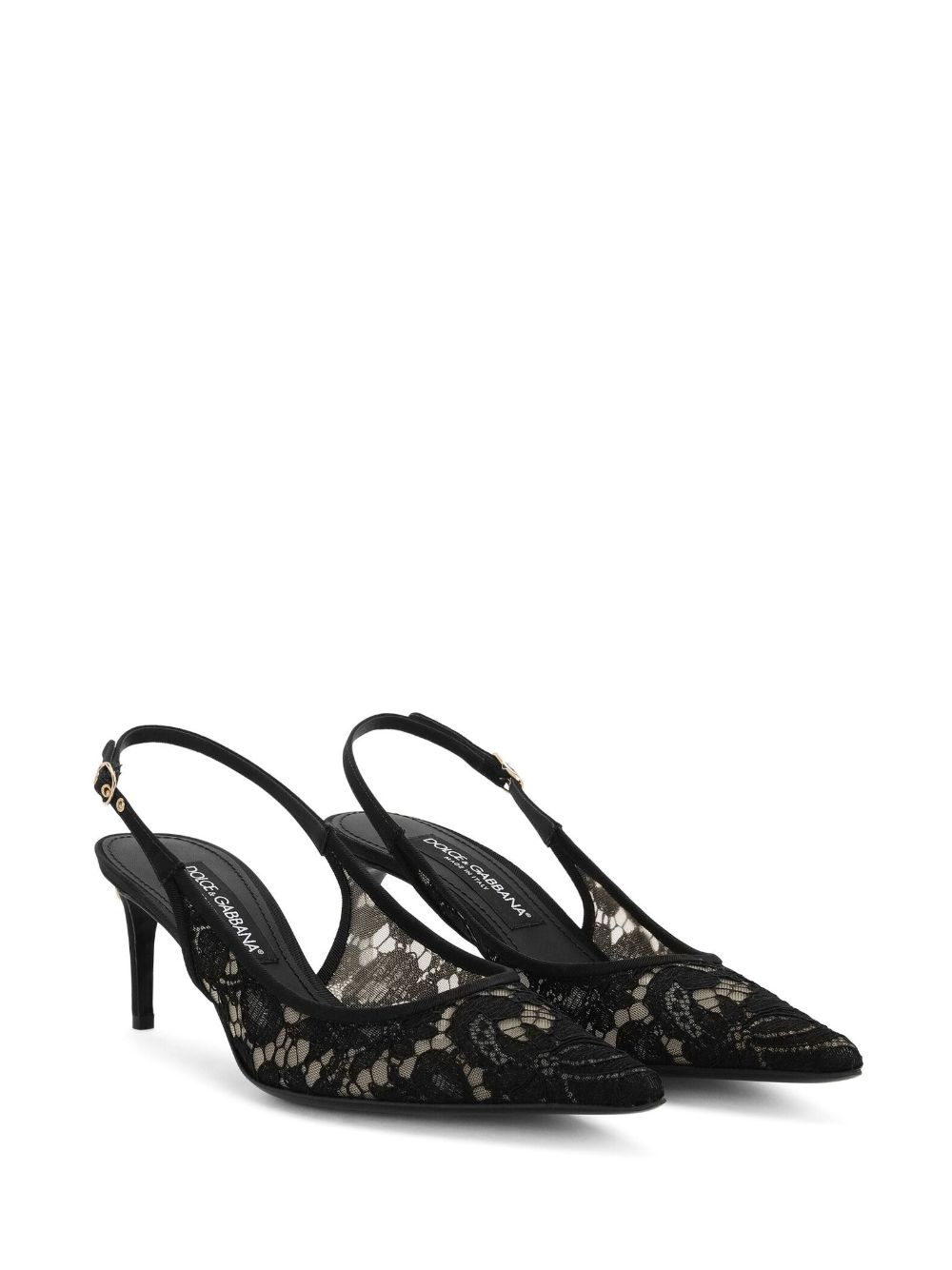 pointed-toe lace-panelled pumps - 2