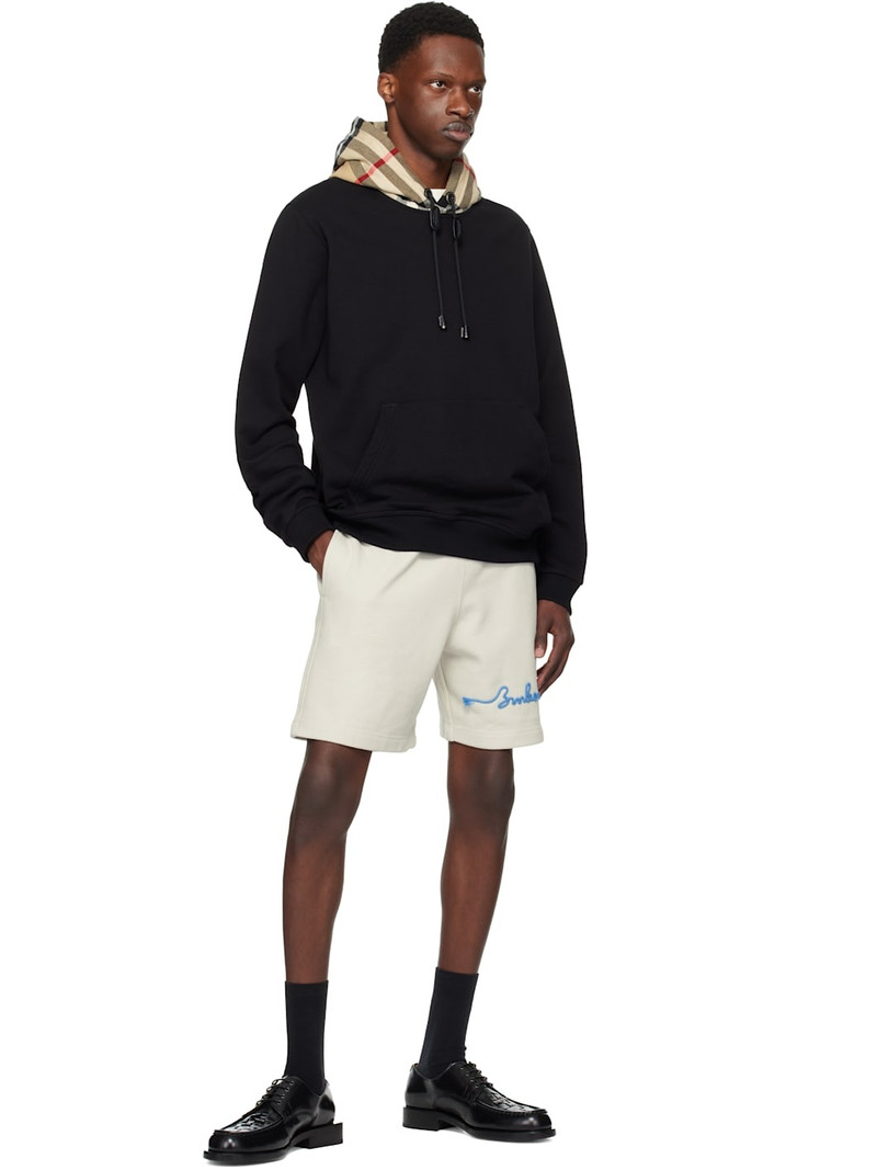 Burberry Black Check Hood Cotton Hoodie outlook