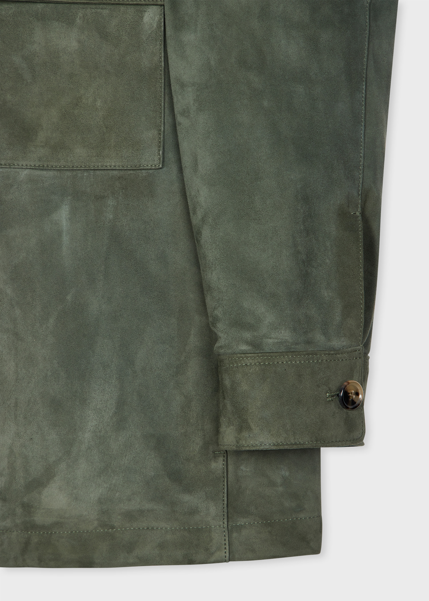 Dark Green Casual-Fit Suede Jacket - 3
