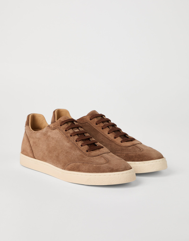 Washed suede sneakers with natural rubber sole - 1