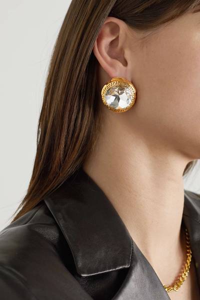 VERSACE Gold-tone crystal earrings outlook