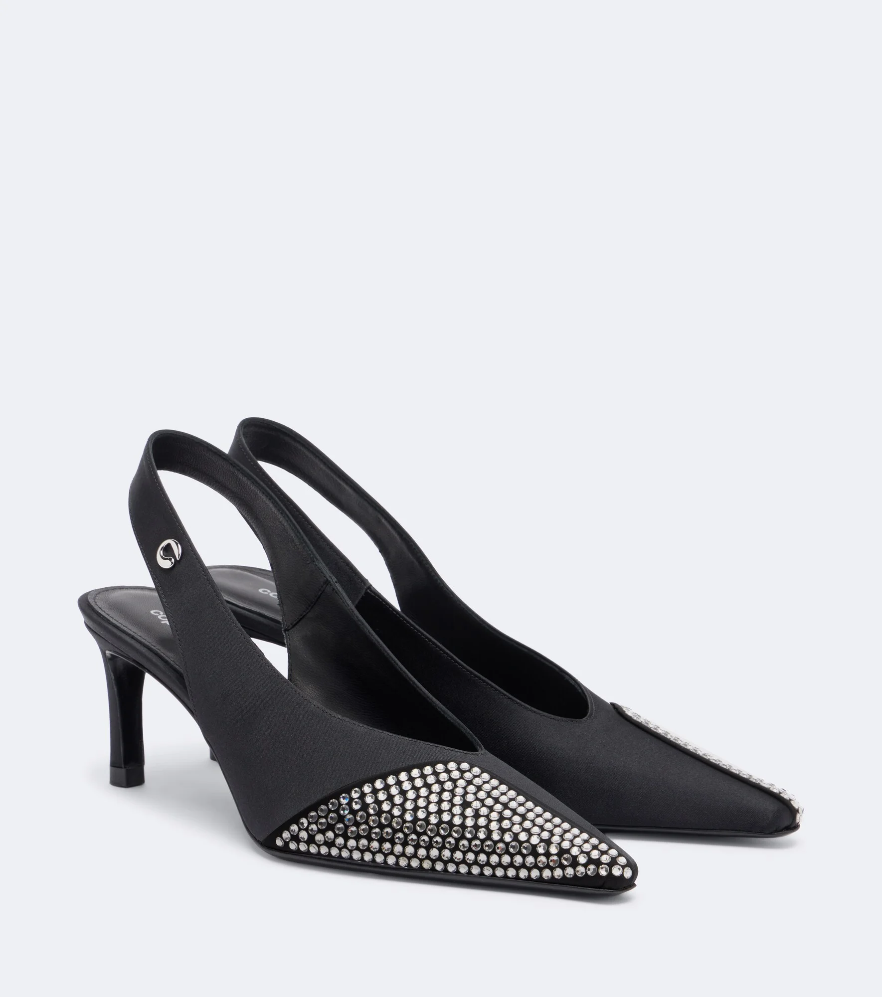 Crystal-embellished satin slingback pumps - 1