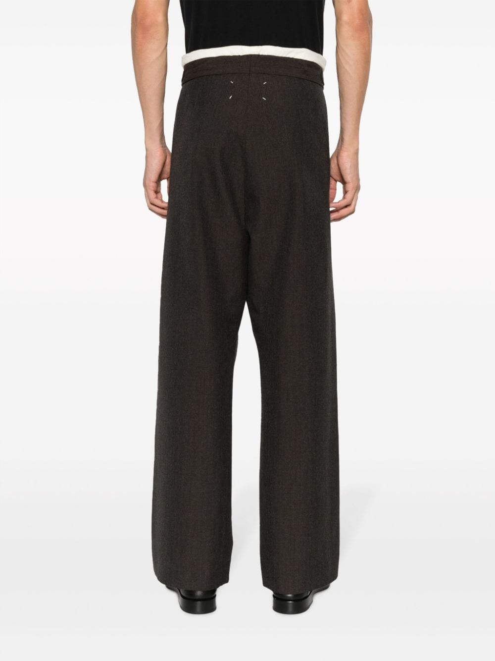 drawstring-waist wool trousers - 4