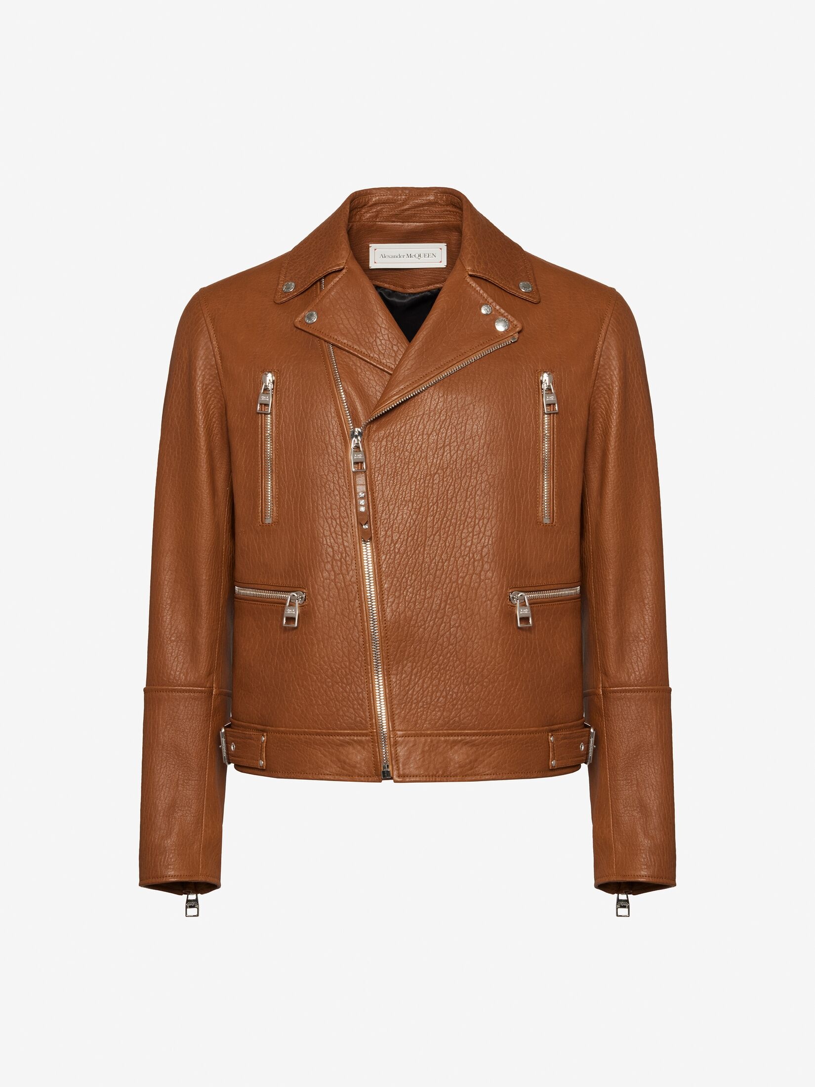 Men's Leather Biker Jacket in Tobacco - 2