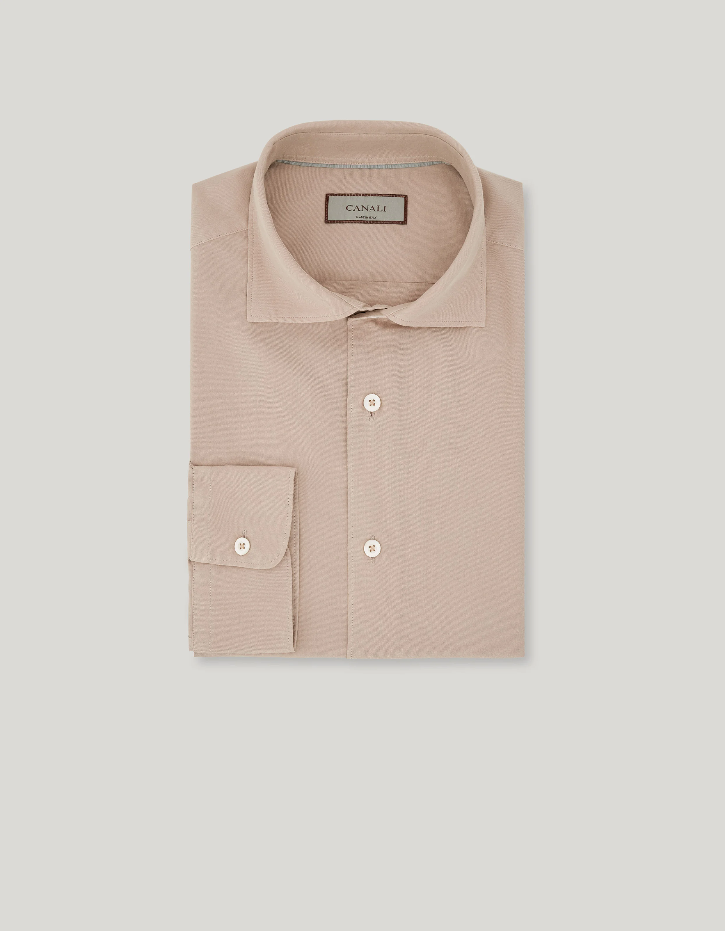 BEIGE REGULAR FIT SILK COTTON GARMENT DYED SHIRT - 1