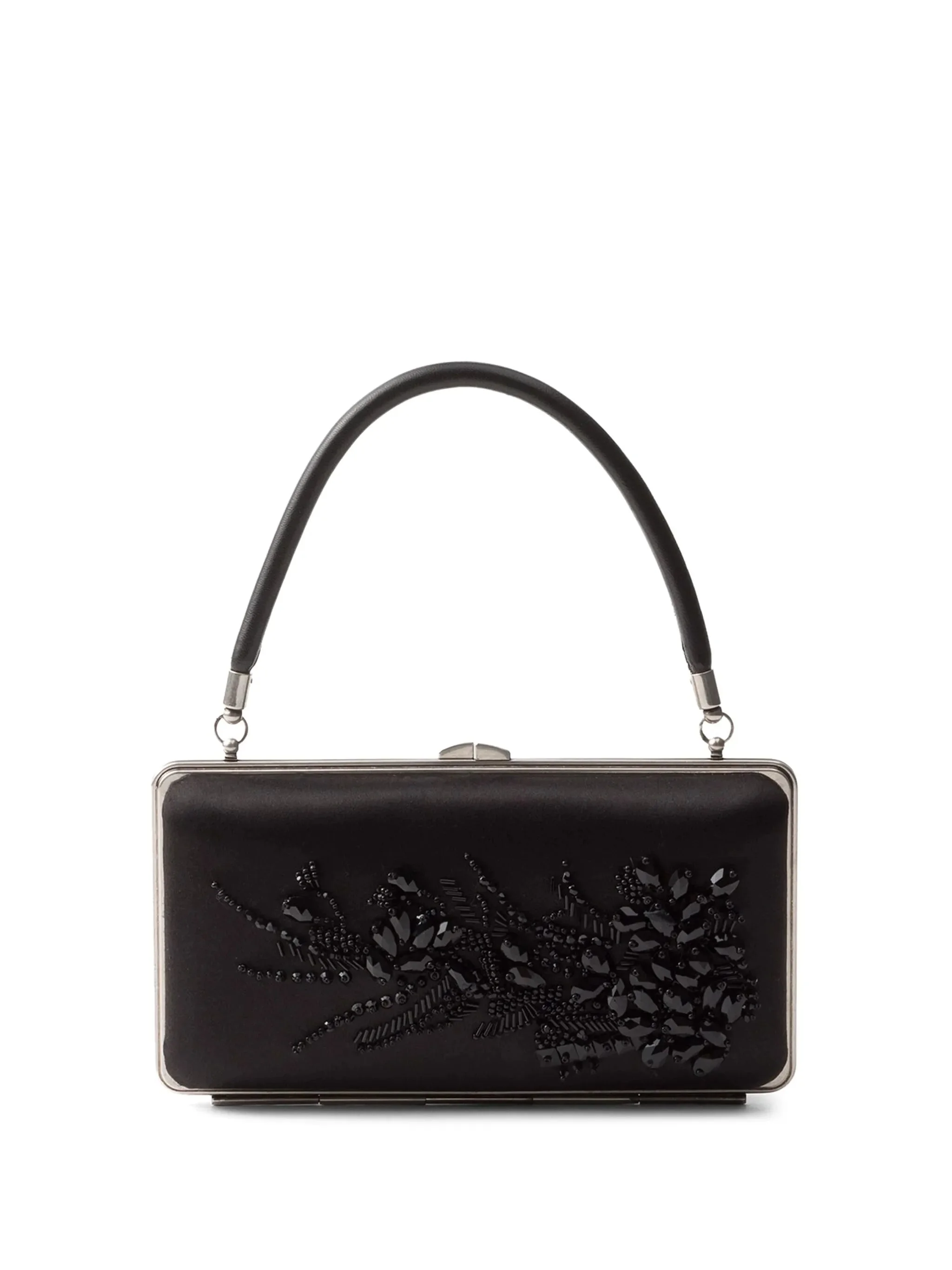 Embroidered satin clutch - 1