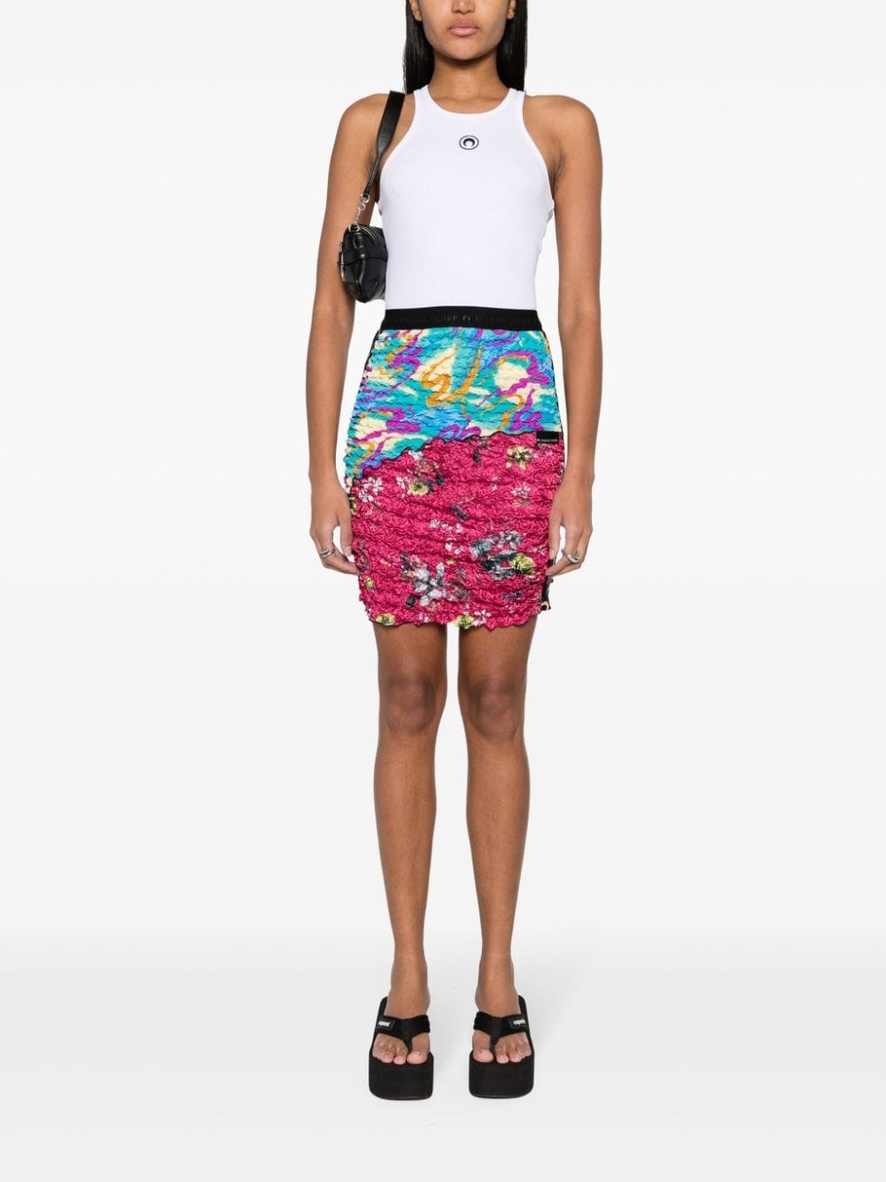 crinkled patchwork skirt - 2
