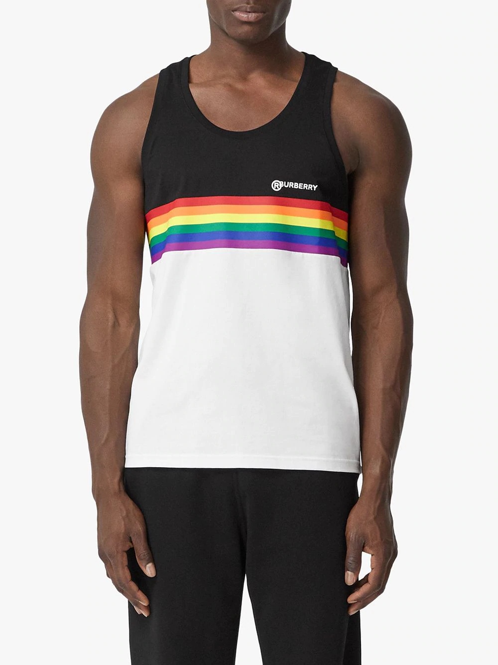 rainbow stripe print tank top - 3