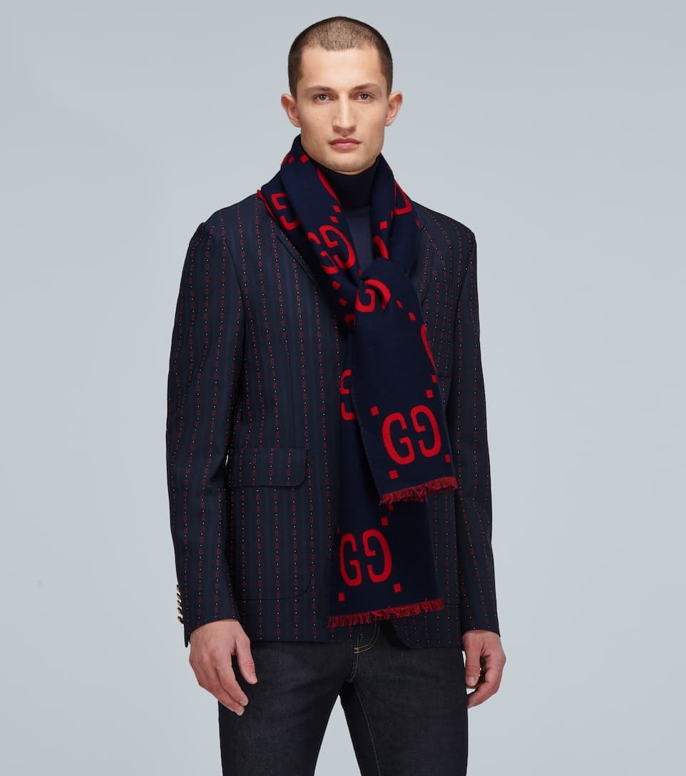 GG jacquard wool-silk scarf - 2