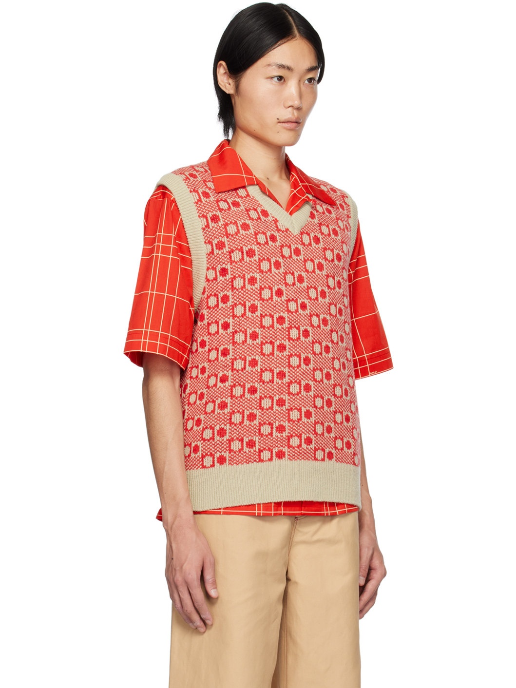 Red Jacquard Vest - 2