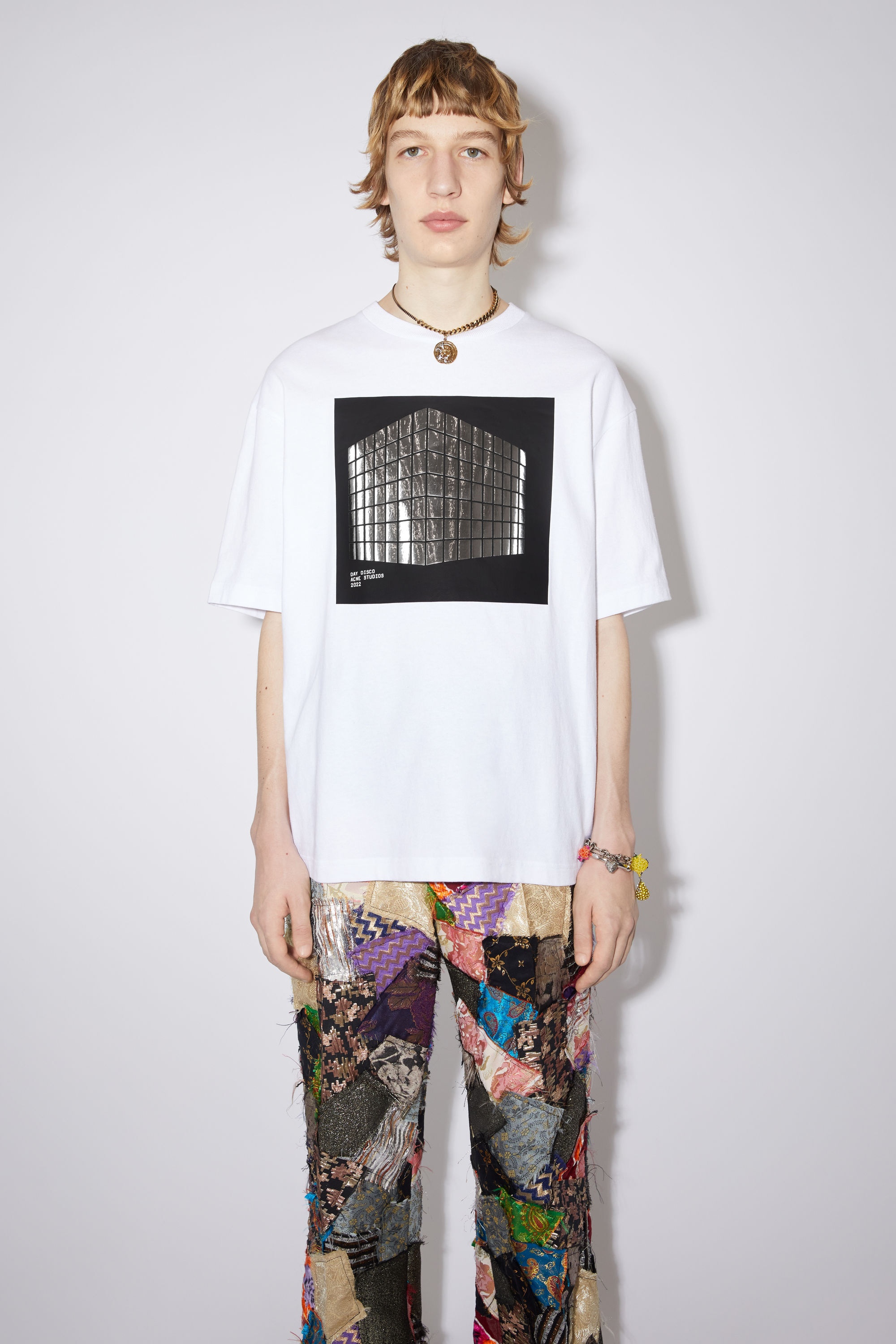 Square disco print t-shirt - Optic White - 2