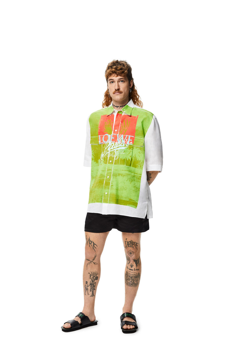 Loewe Palm print short sleeve shirt in linen outlook