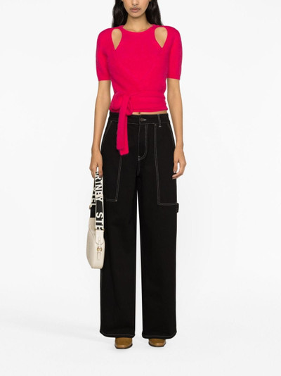Stella McCartney contrasting stitching wide-leg jeans outlook