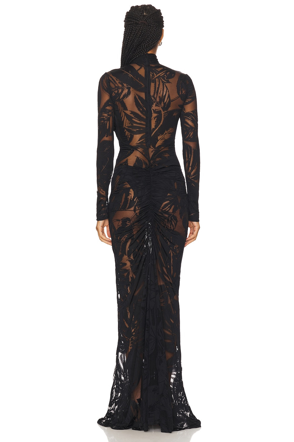 Burnout Jersey Halter Ruched Gown - 3