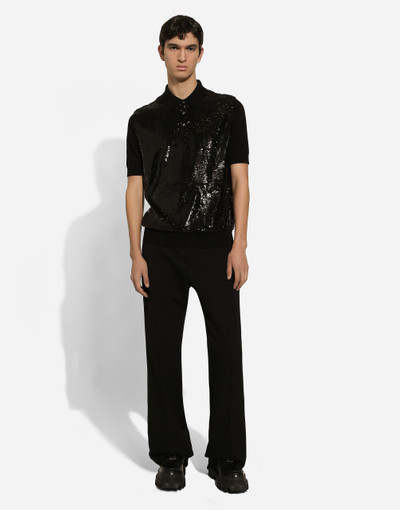 Dolce & Gabbana Wool and silk polo-shirt with sequins outlook