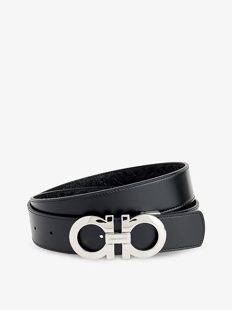Brand-plaque leather belt - 3