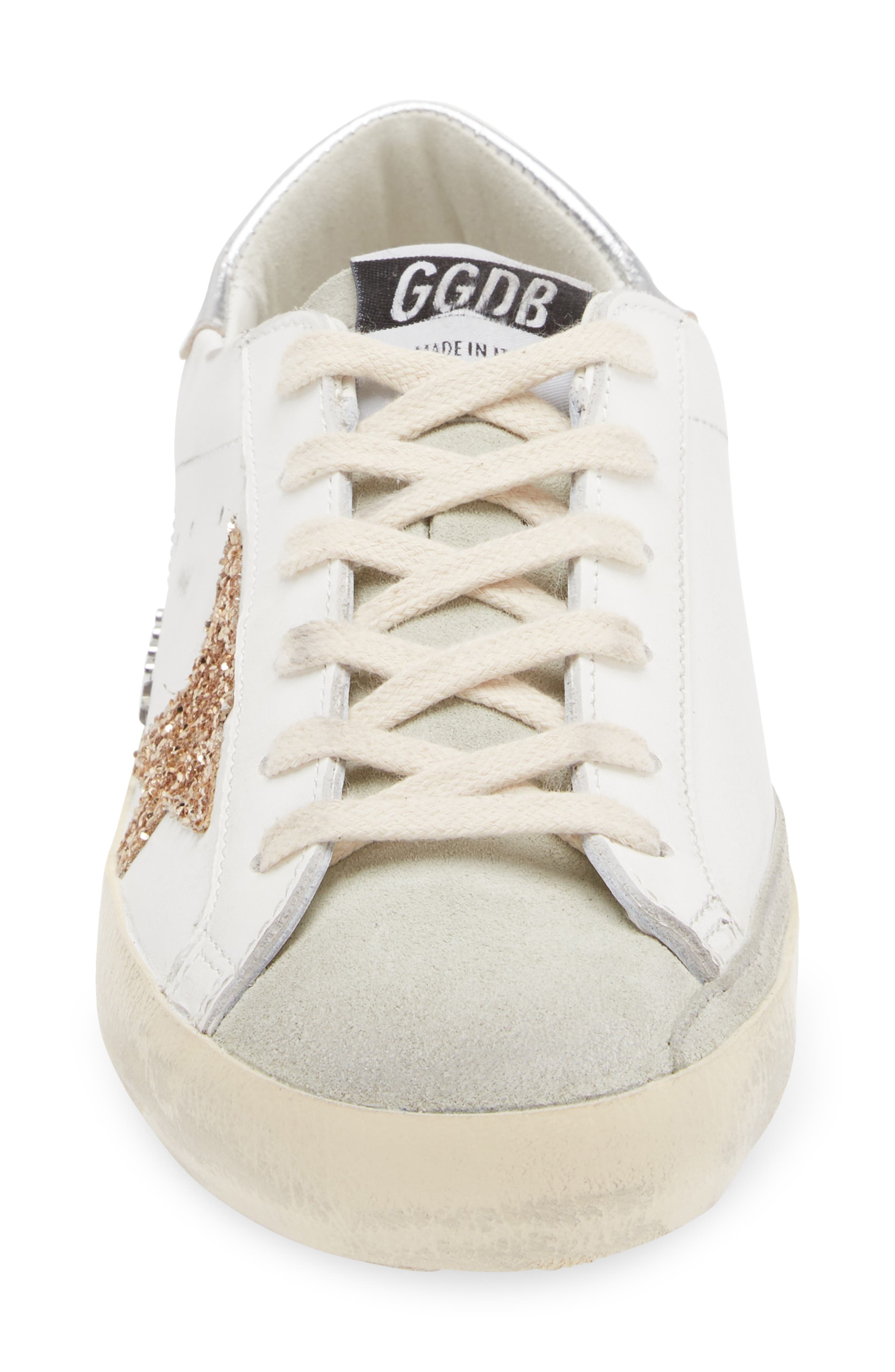 Golden Goose Super-Star Perm-Noos Low Top Sneaker in White/Gold/Silver at Nordstrom - 4