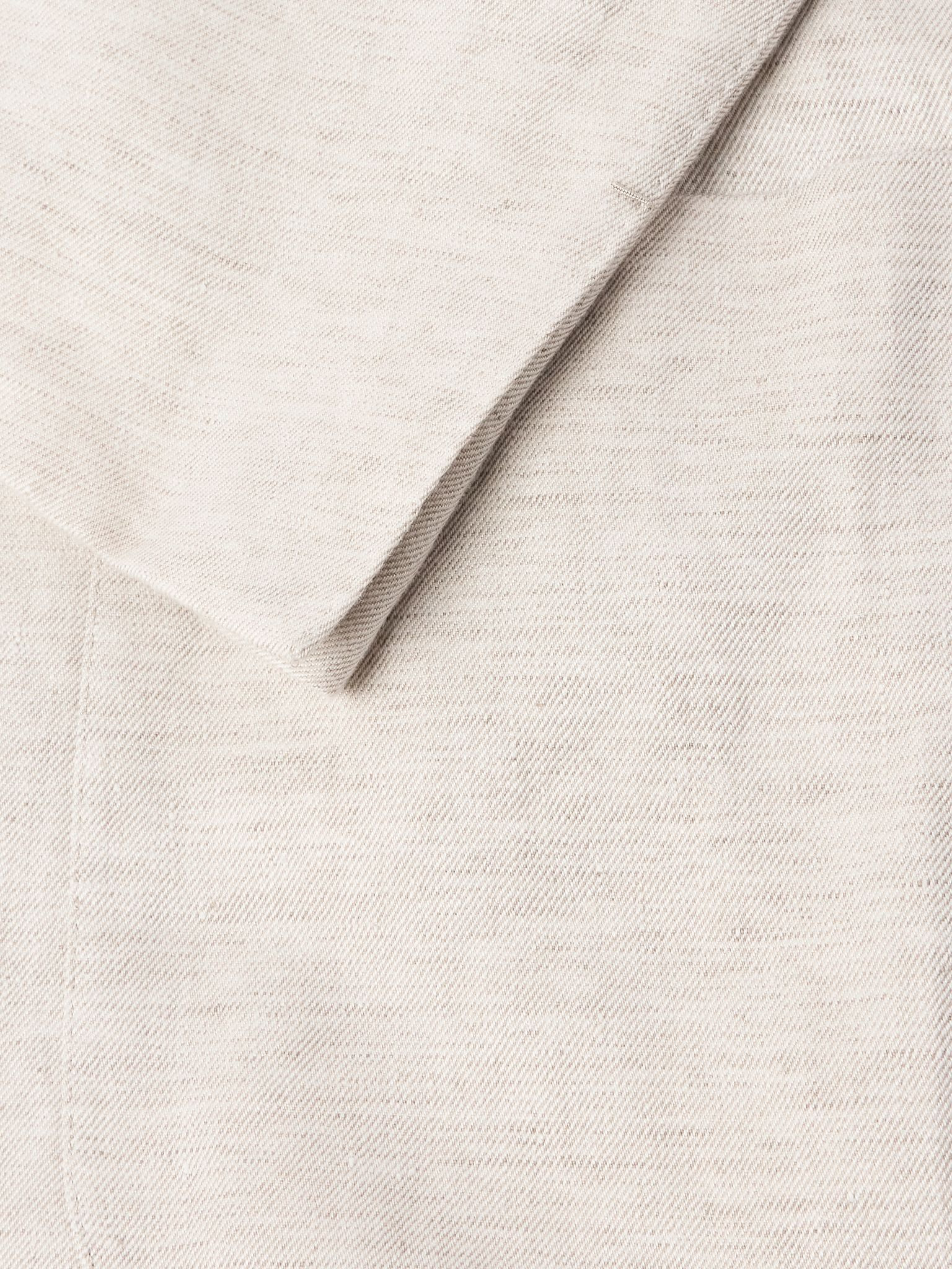 Double-Breasted Linen-Twill Suit Jacket Beige - 4