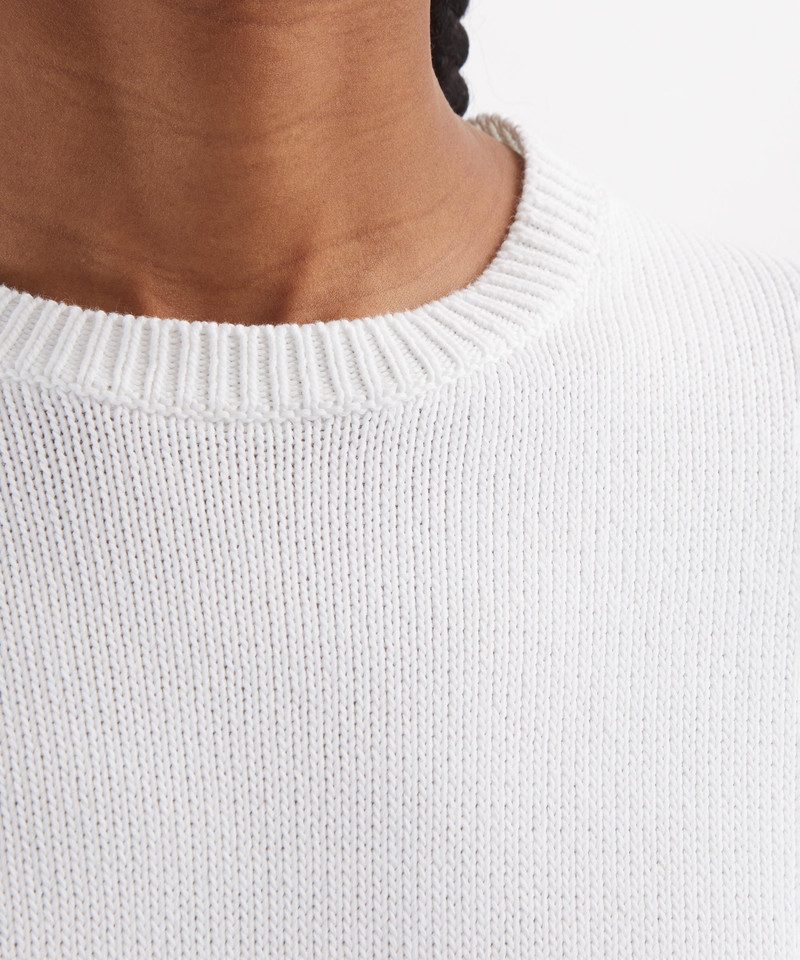 White Classic Cotton Crew-Knit Jumper 5