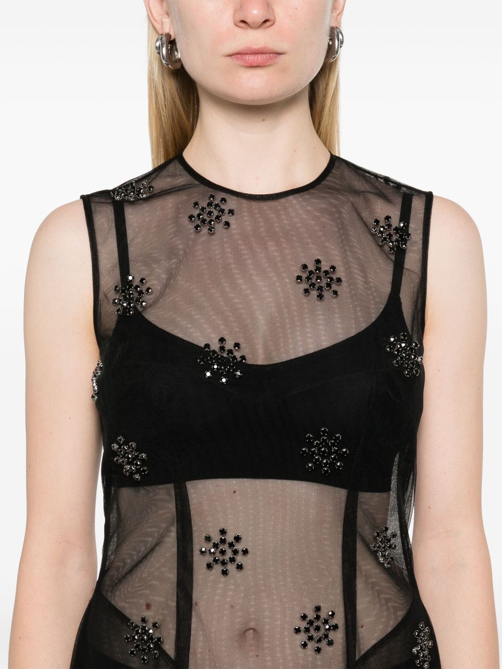 crystal embellishment midi dress - 5
