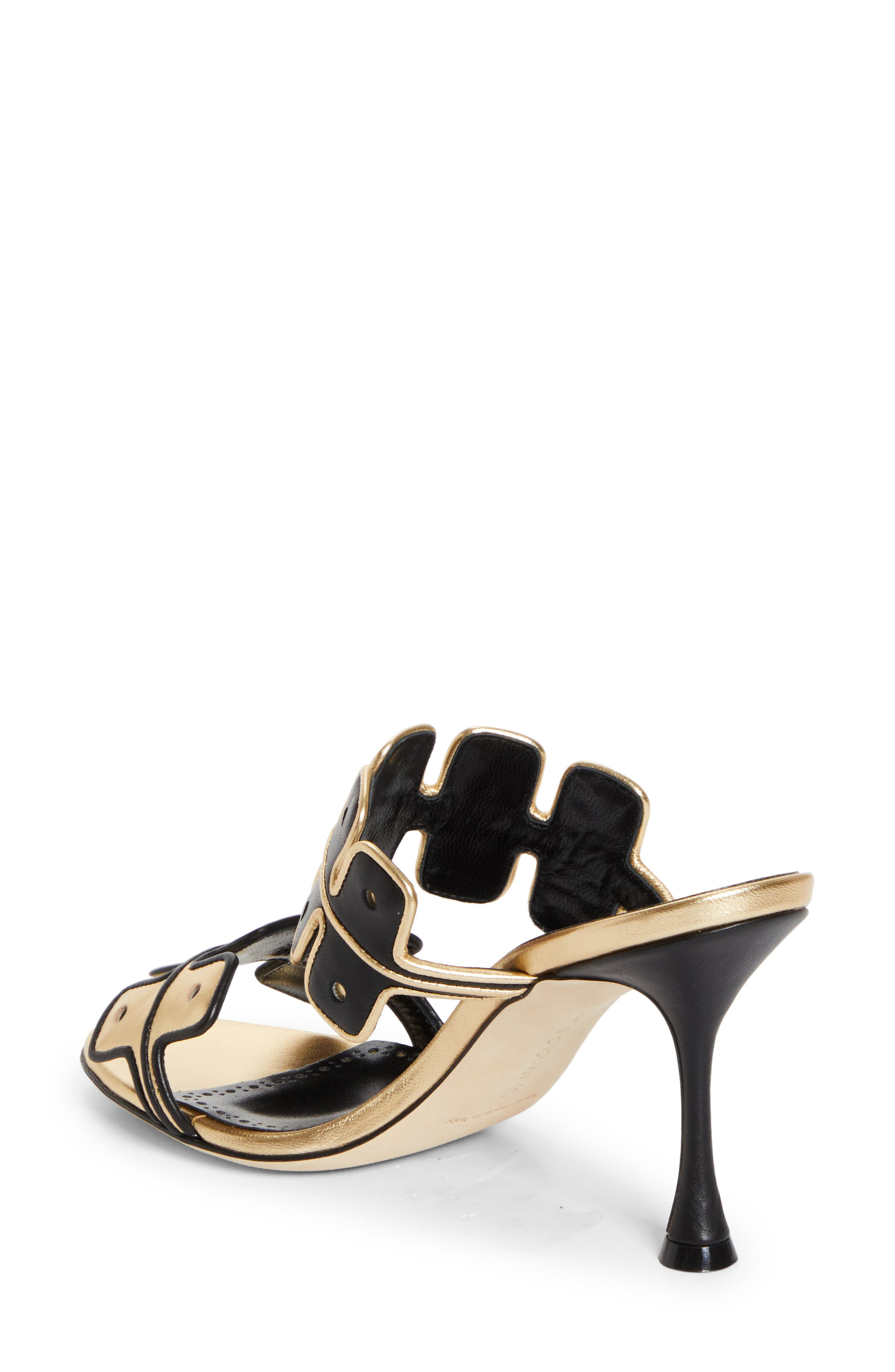 Manolo Blahnik Aplinanu Sandal in Gold7103/blck0015 at Nordstrom - 2