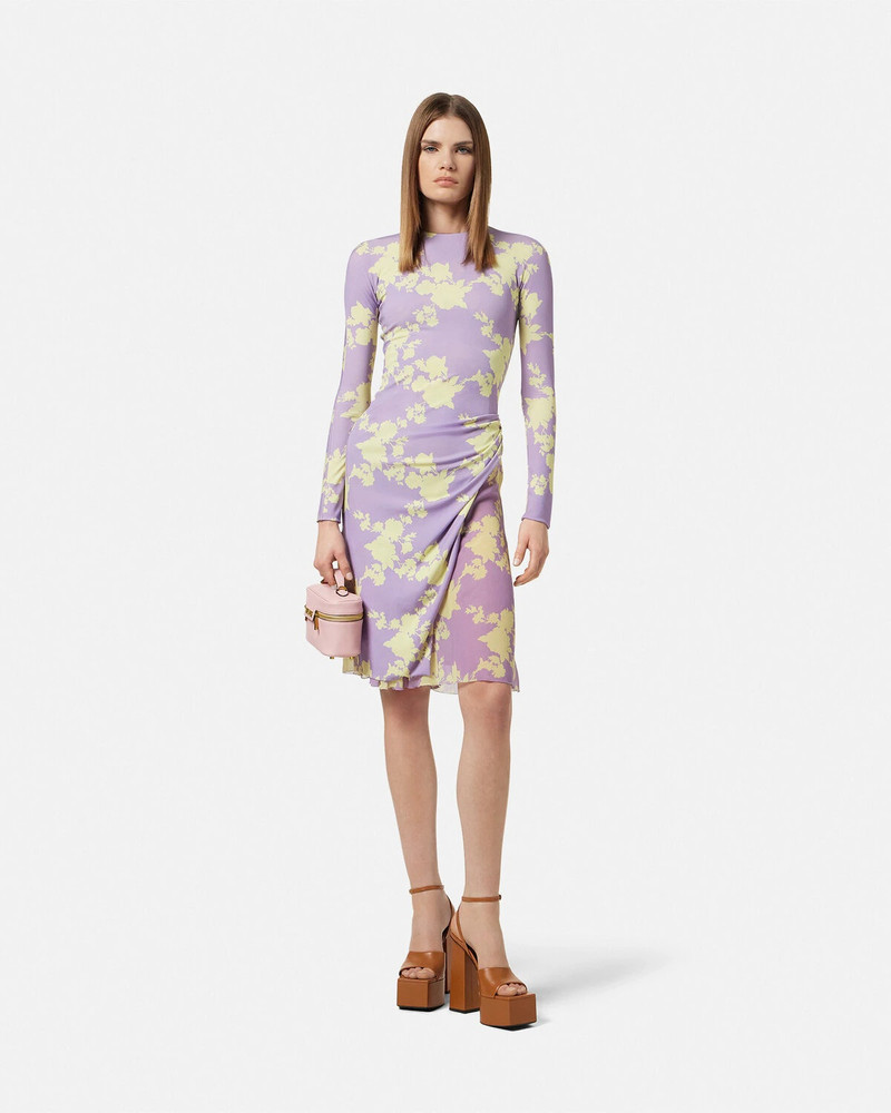 VERSACE Wild Roses Gathered Midi Dress outlook