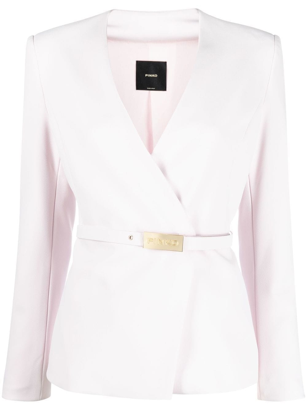 logo-buckle belted blazer - 1