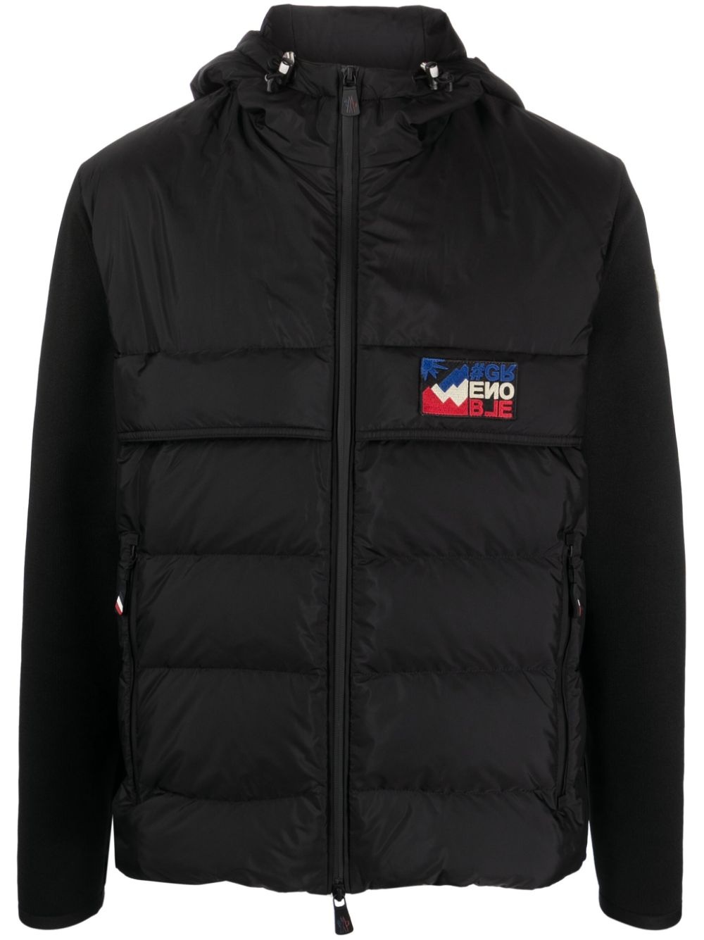 quilted-panel hooded cardigan - 1
