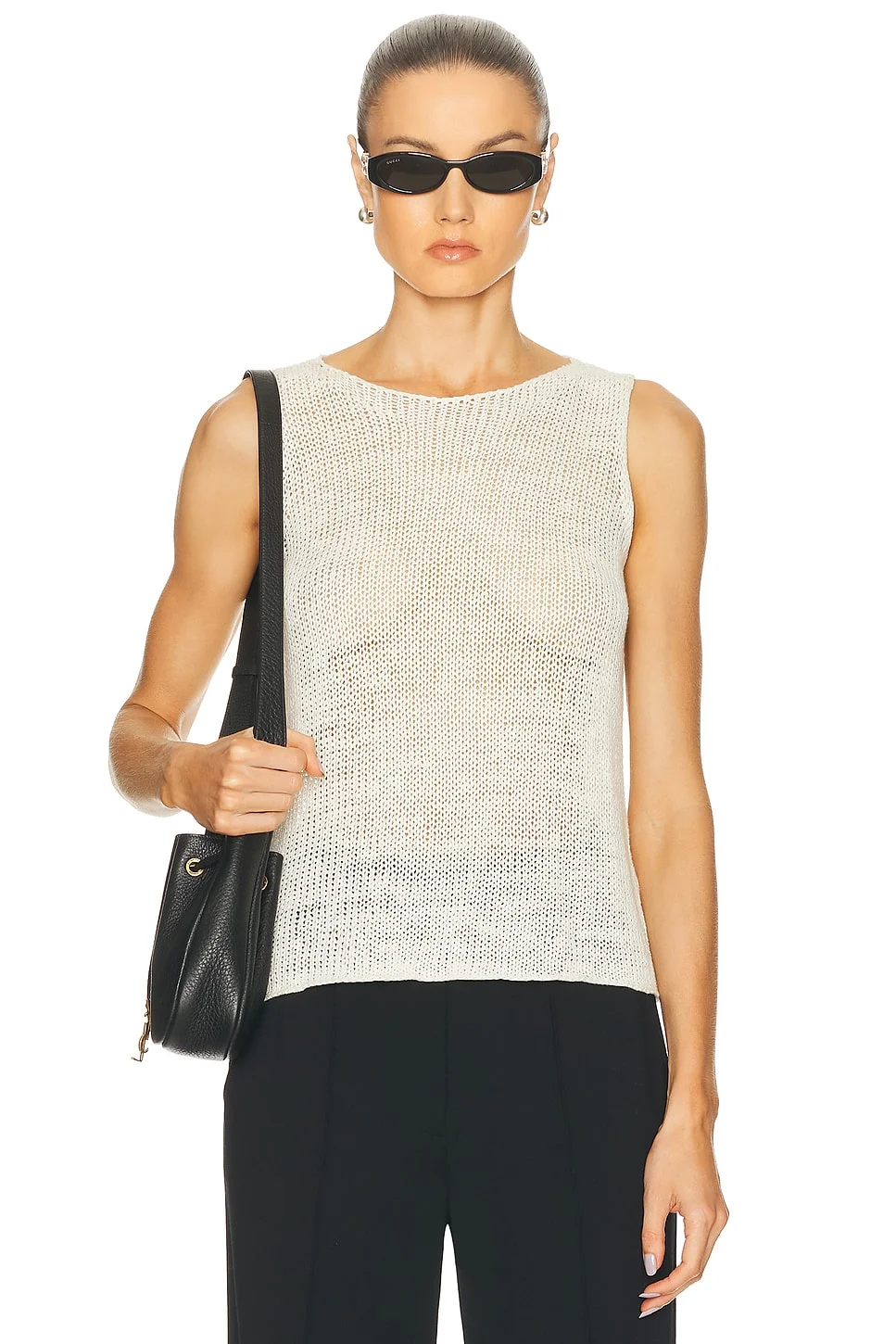 Linen Open Knit Tank Top - 1