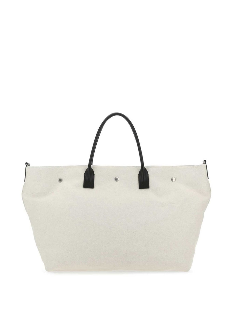 SAINT LAURENT rive gauche maxi shopping bag in printed canvas and smooth leather outlook