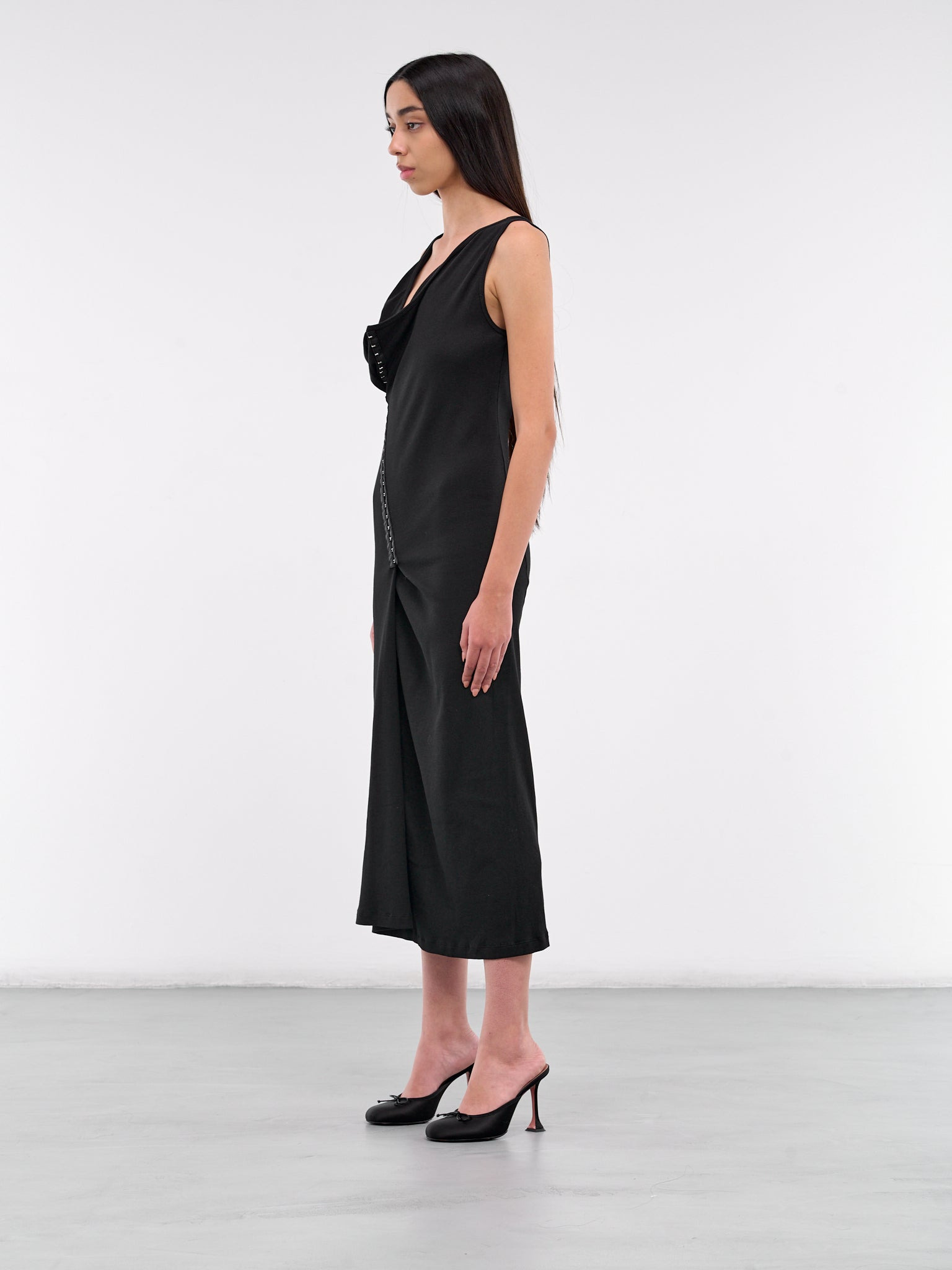 Hook-Eye Asymmetric Draped Dress - 2