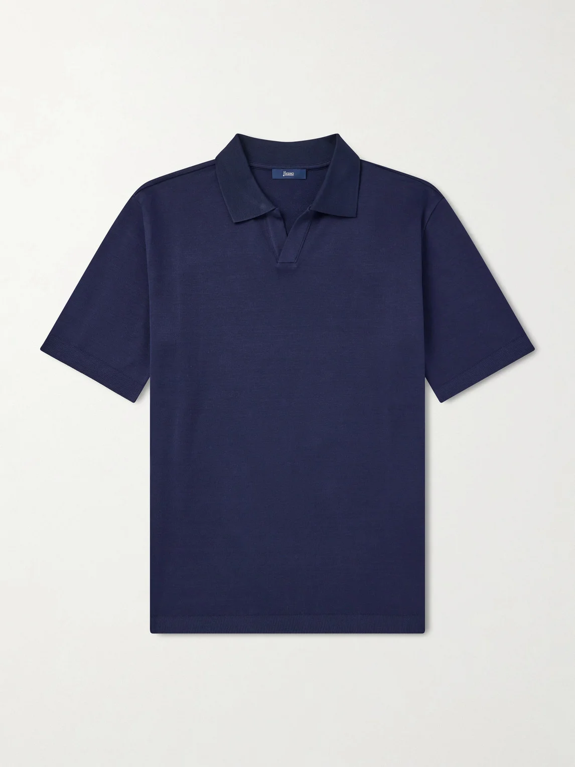 Open-Collar Cotton Polo Shirt - 1