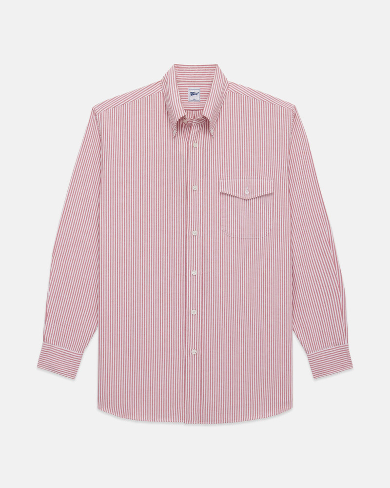 J. PRESS RED ENZYME-WASH OXFORD STRIPED SHIRT - FLAP POCKET - TRIM FIT outlook