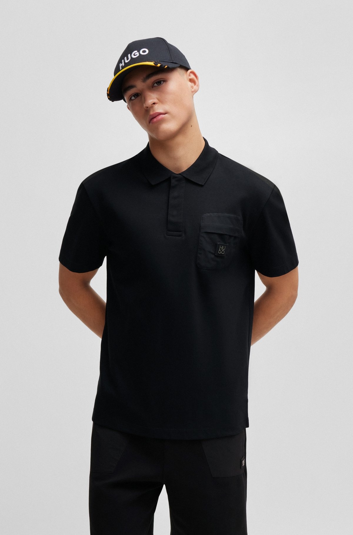 INTERLOCK-COTTON POLO SHIRT WITH STACKED-LOGO TRIM - 2