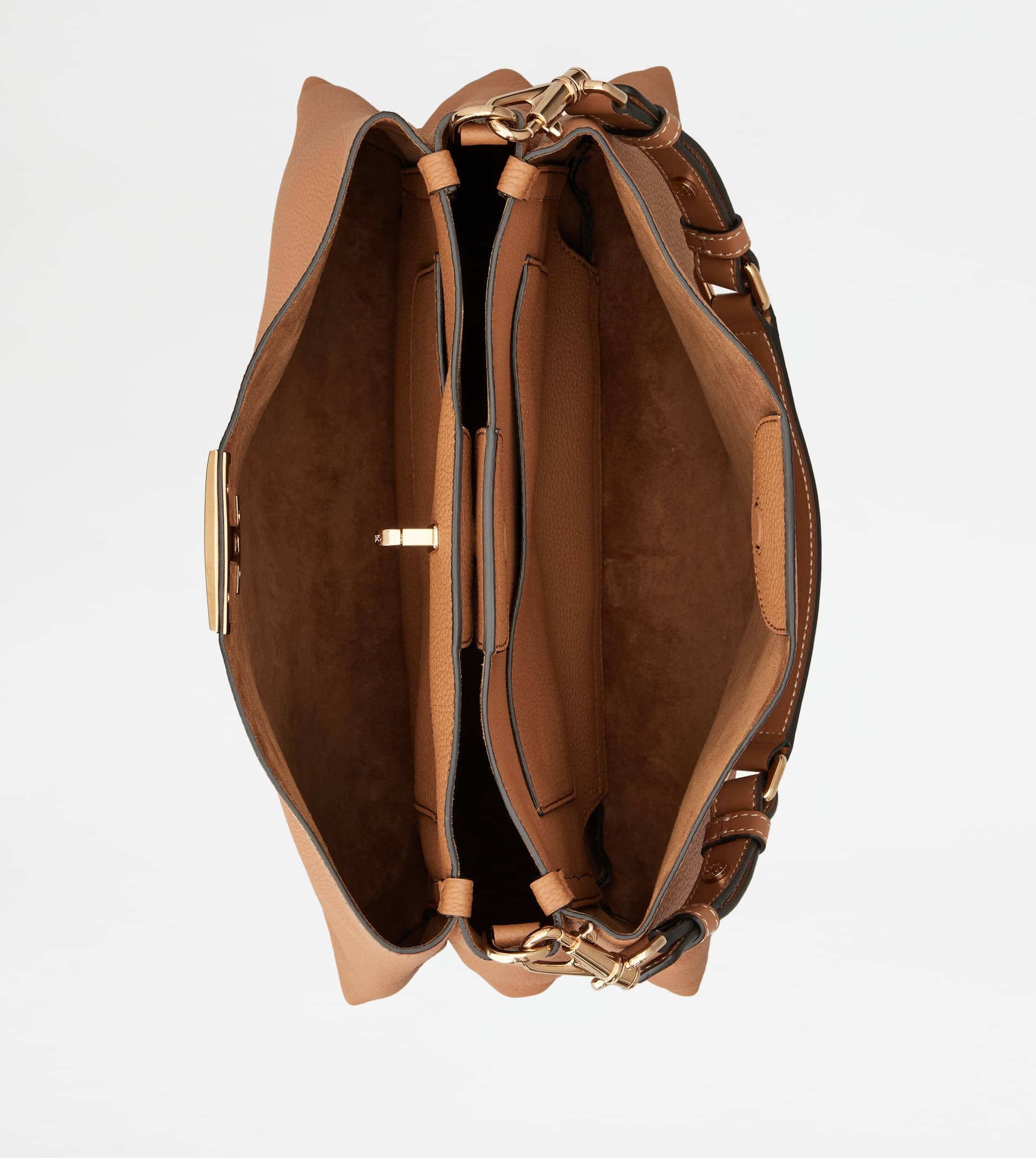 T TIMELESS SHOULDER BAG IN LEATHER MEDIUM - BROWN - 4