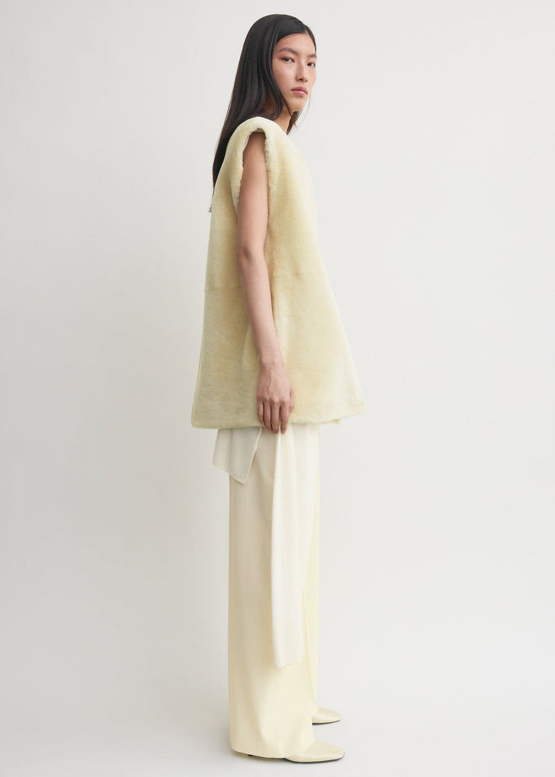 Plush shearling vest ecru 3