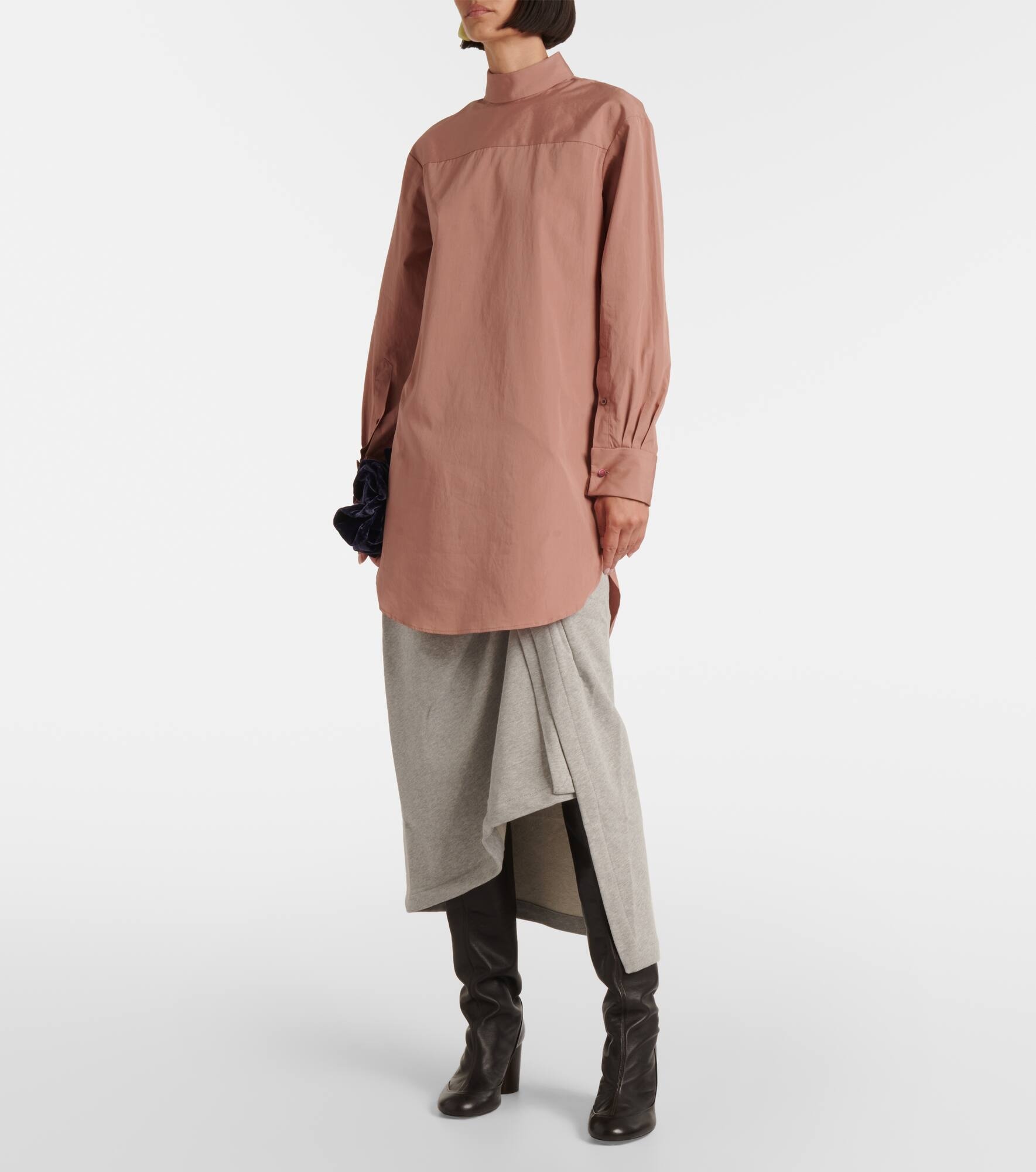 High-neck cotton blouse - 7