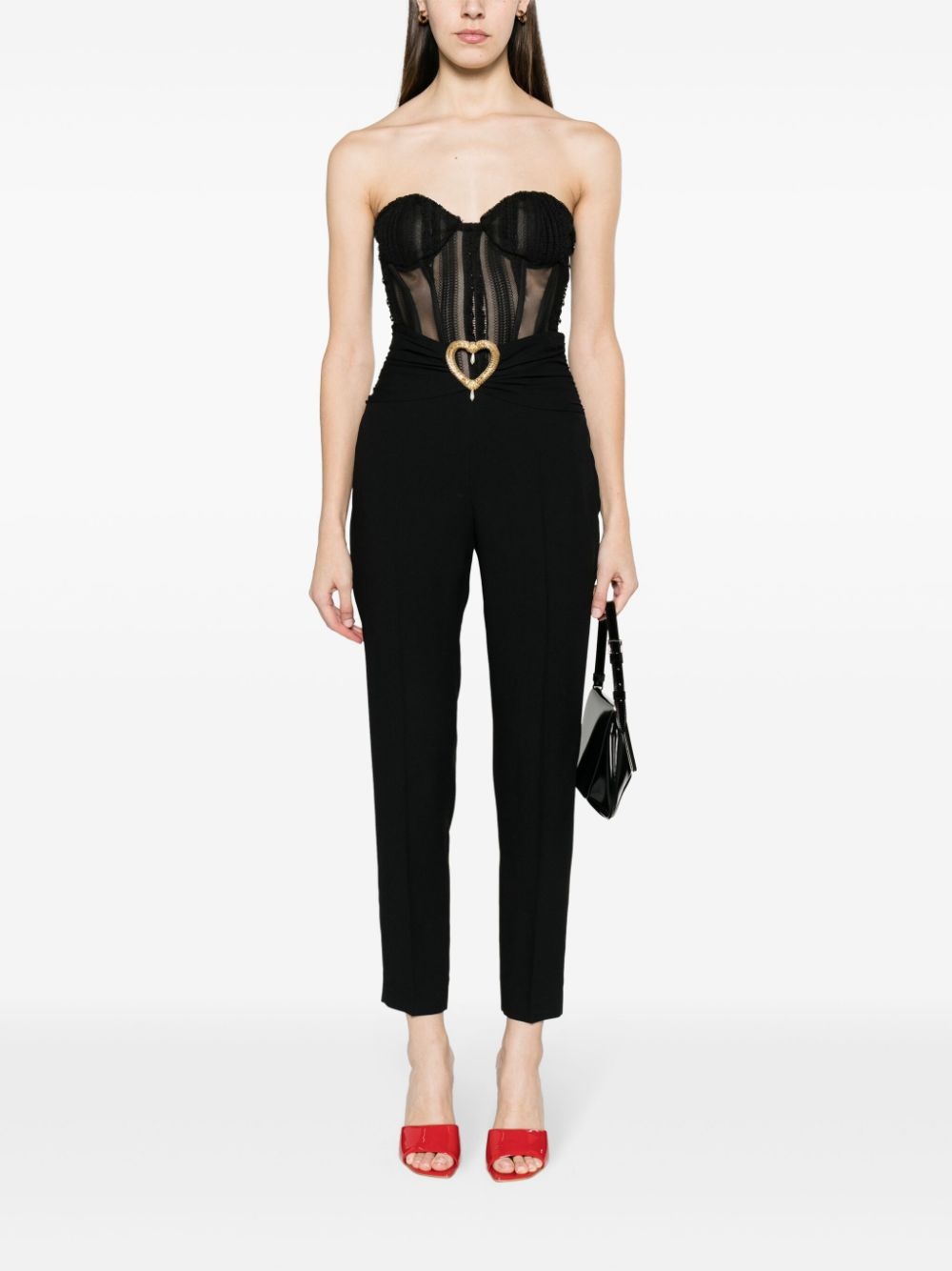 heart cut-out tailored trousers - 2