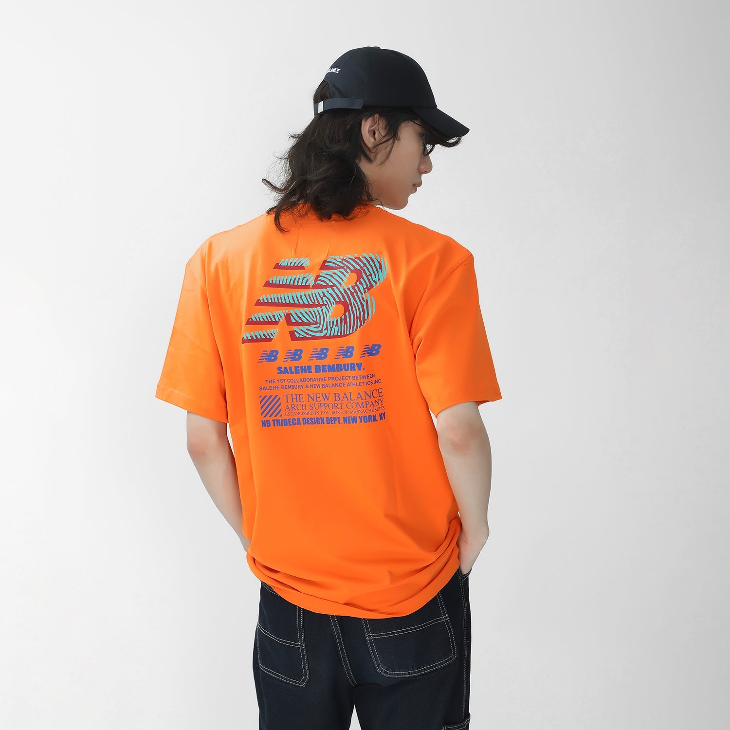 New Balance x Salehe Bembury Unisex Printing Logo Round-neck Tee Orange MT11563-VRO - 4
