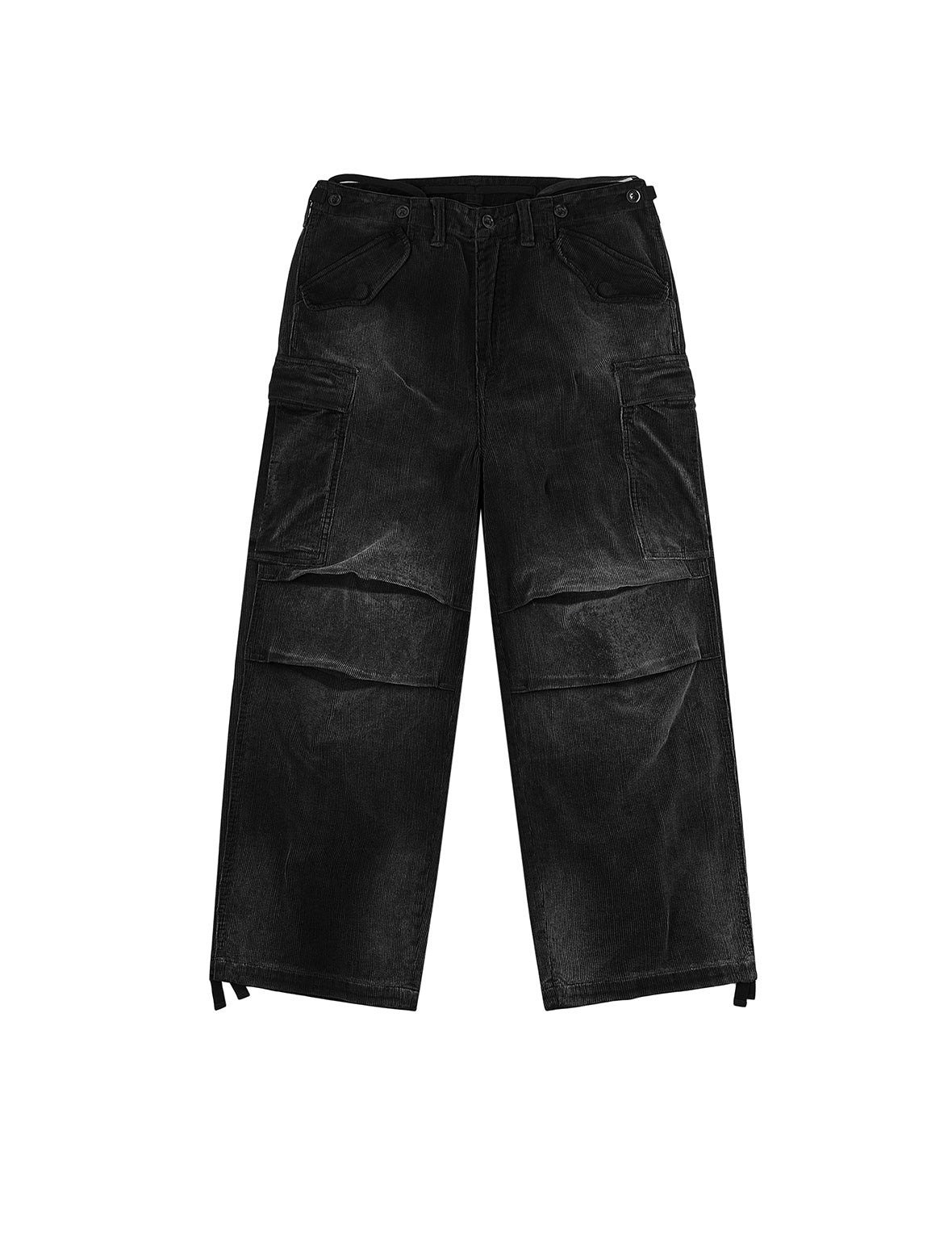 Washed Daicock Embroidery Wide-leg Corduroy Cargo Pants - 2