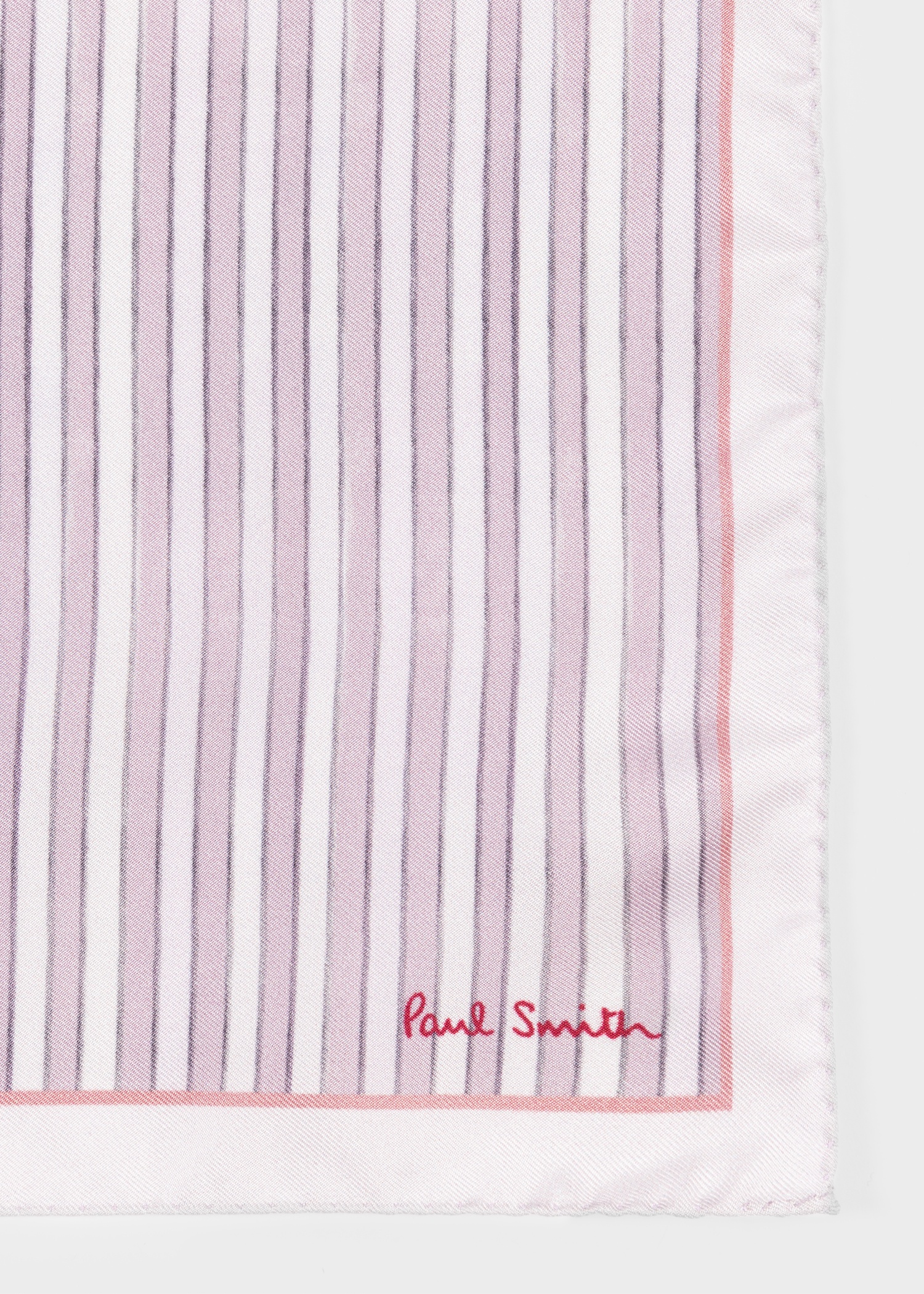 Pink and White Stripe Silk Pocket Square - 3