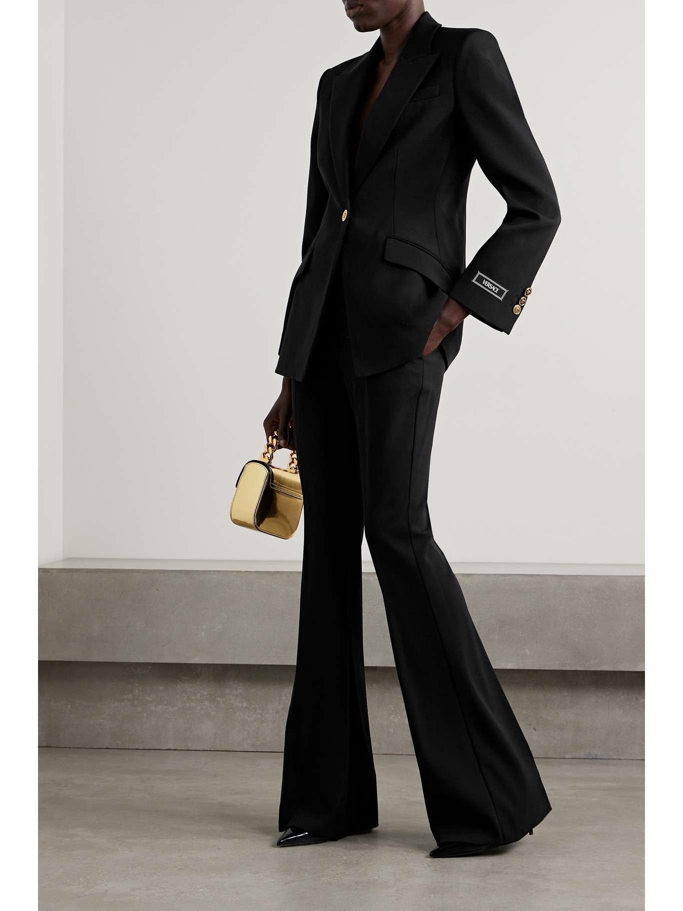VERSACE Icons Medusa '95 embellished wool-blend flared pants