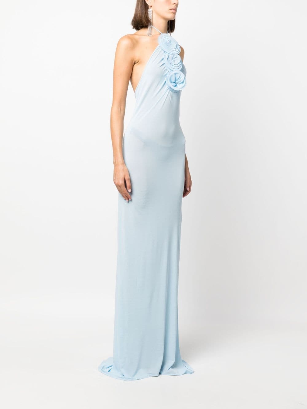 floral-appliquÃ© halter-neck maxi dress - 3