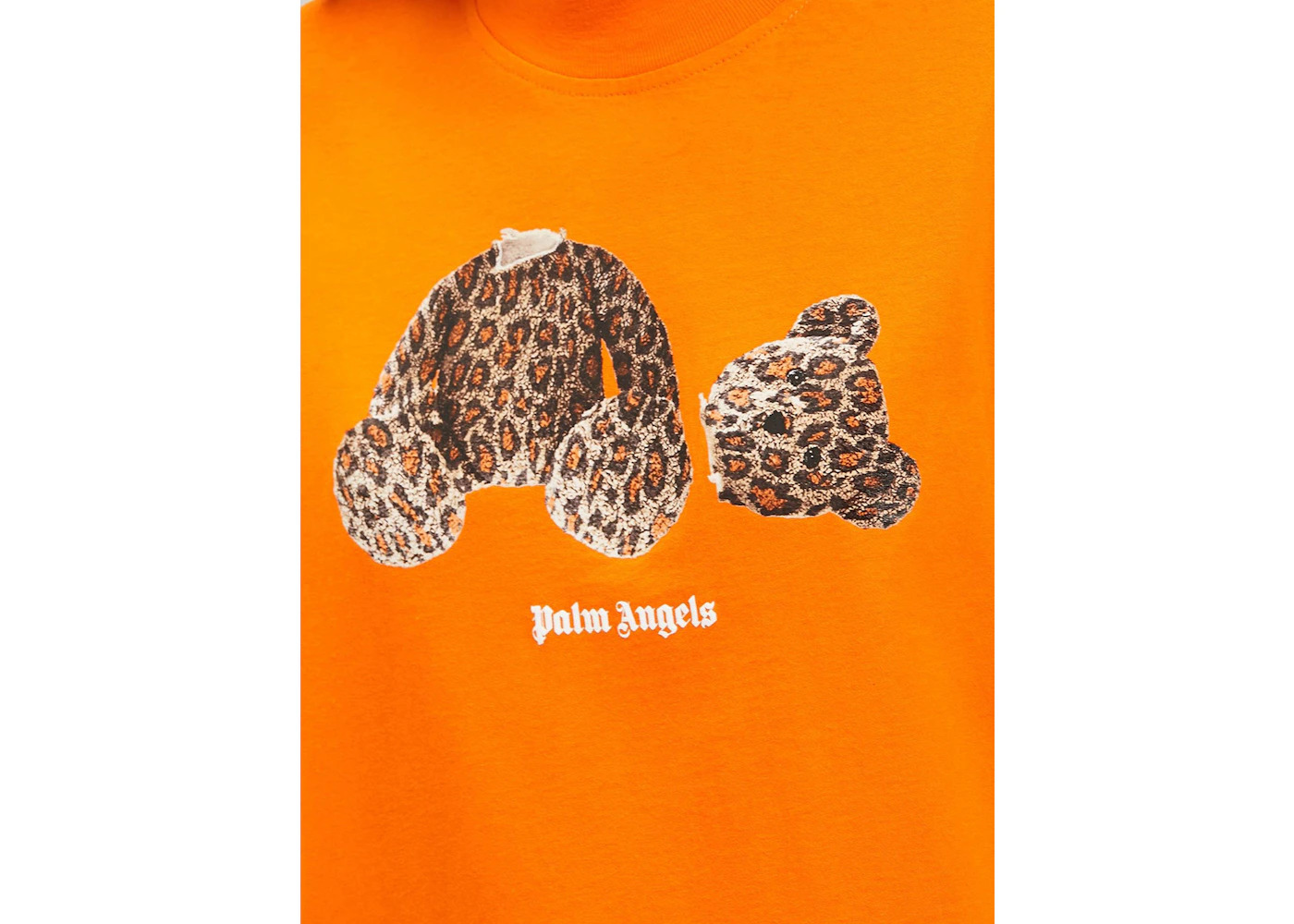 Palm Angels Womens Leopard Bear Loose T-Shirt Orange/Brown - 2