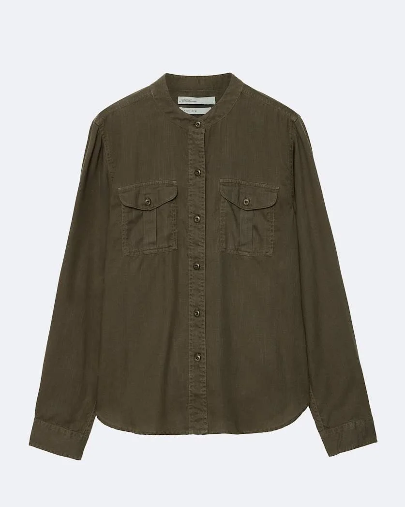 TESS REGULAR-FIT TENCEL MILITARY SHIRT - 1