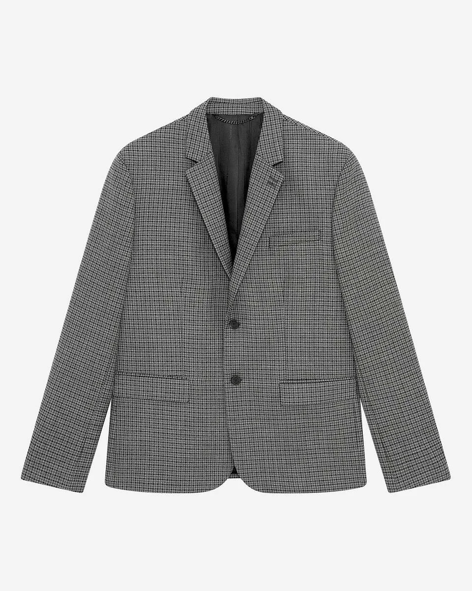 BLACK AND GREY HOUNDSTOOTH SUIT JACKET - 1