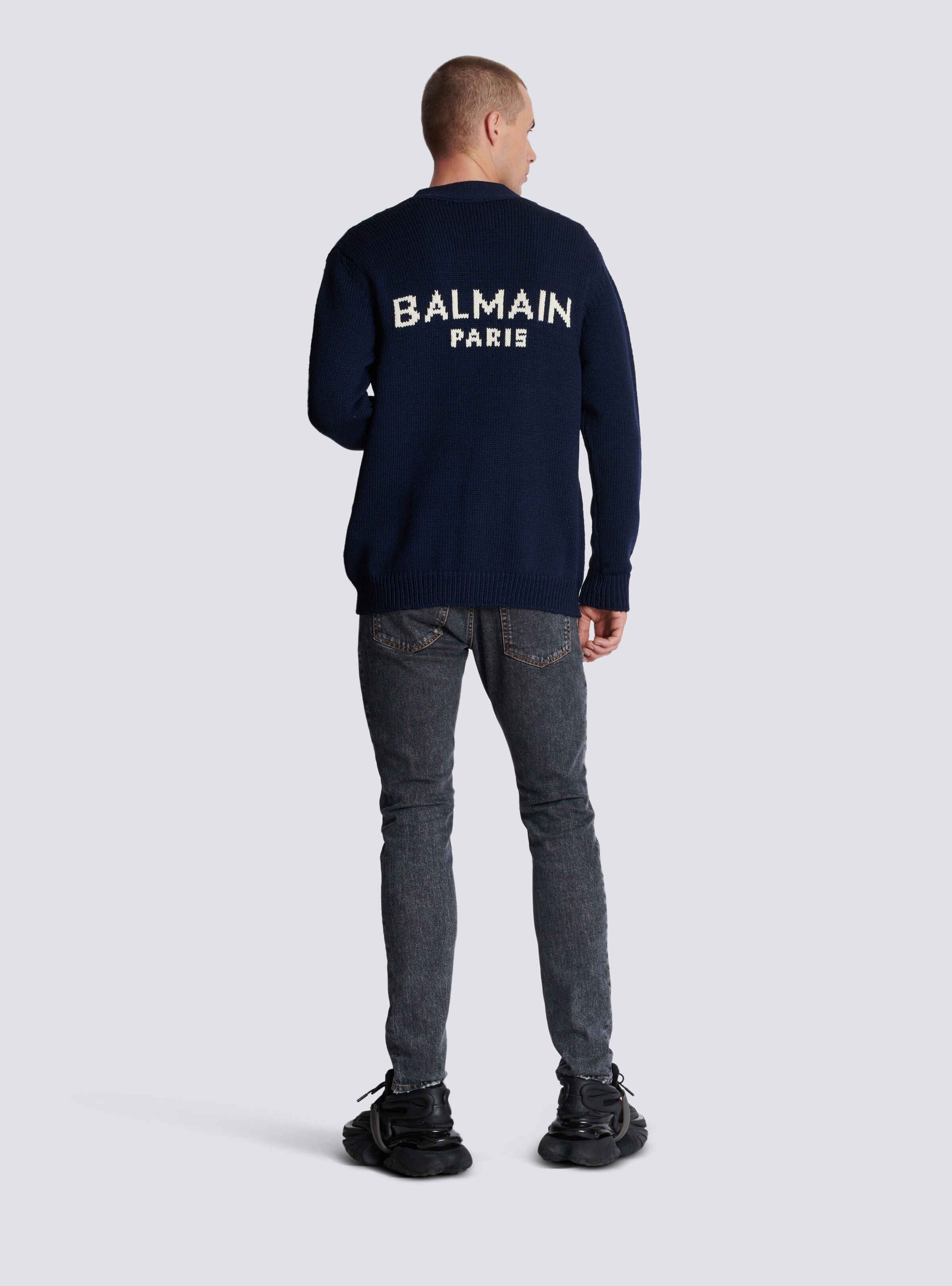 Balmain Paris logo knit cardigan - 4