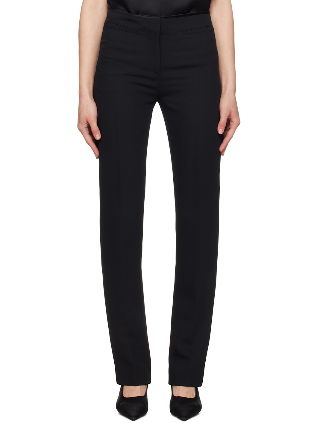 Black Low-Waist Cigarette Trousers - 1
