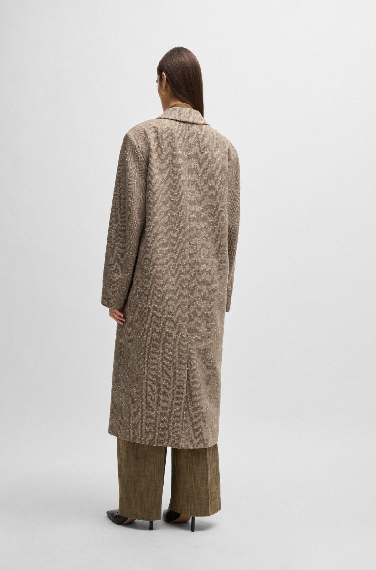 HERRINGBONE-TWEED COAT WITH CONCEALED CLOSURE IN WOOL - 4